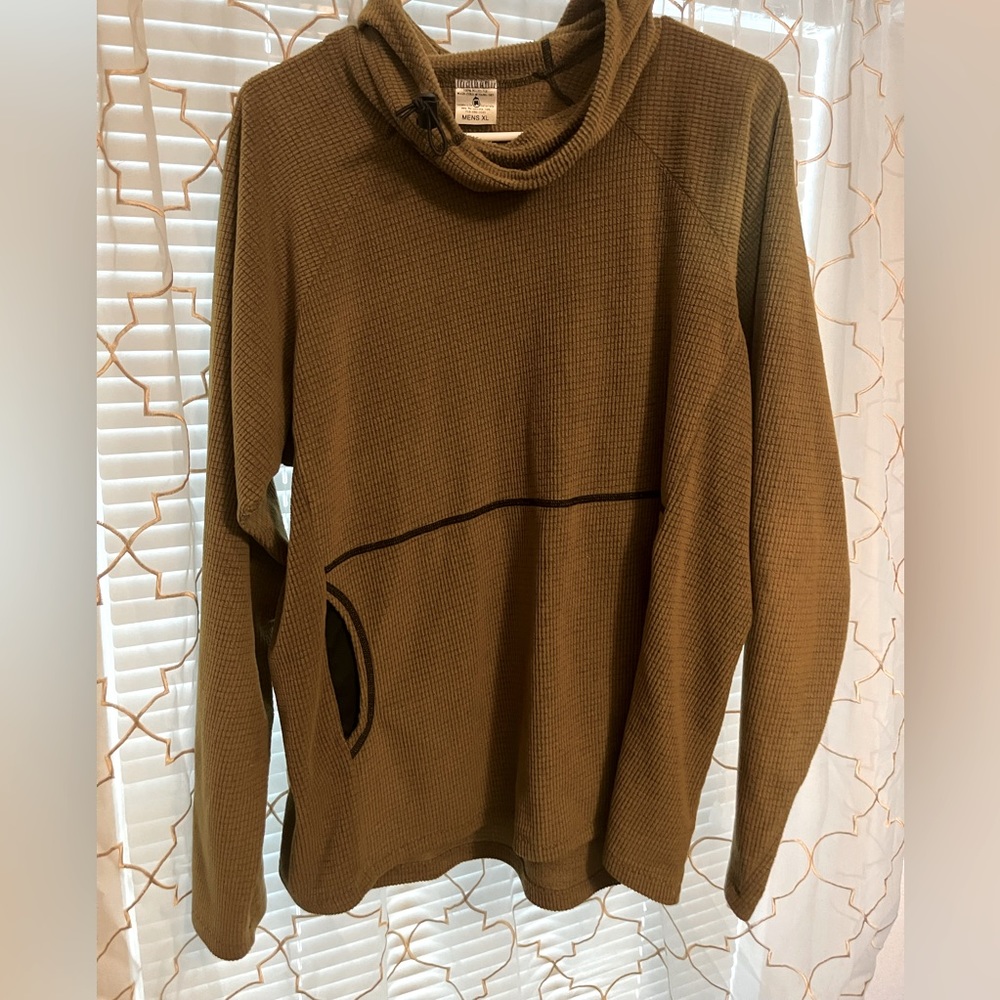 Melanzana Micro Grid fleece hoodie XL extra large mens tan/olive color jacket